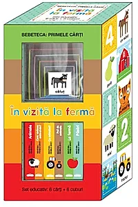 În vizită la fermă. Set educativ 6 cărți + 6 cuburi