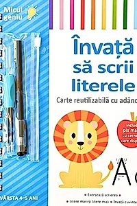 Învață să scrii literele. Carte reutilizabilă cu adâncituri
