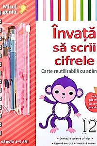 Învață să scrii cifrele. Carte reutilizabilă cu adâncituri