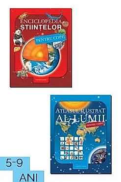 Pachet "Enciclopedia stiintelor + Atlasul ilustrat al lumii pentru copii"