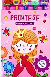 Carte de colorat cu 5 creioane. Printese