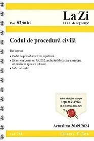 Codul de procedura civila Act. 30 Septembrie 2024 Ed. Spiralata