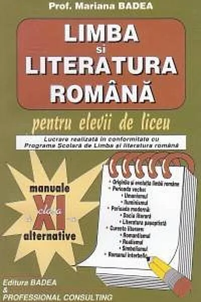 Limba și literatura română pentru elevii de liceu Clasa a XI-a