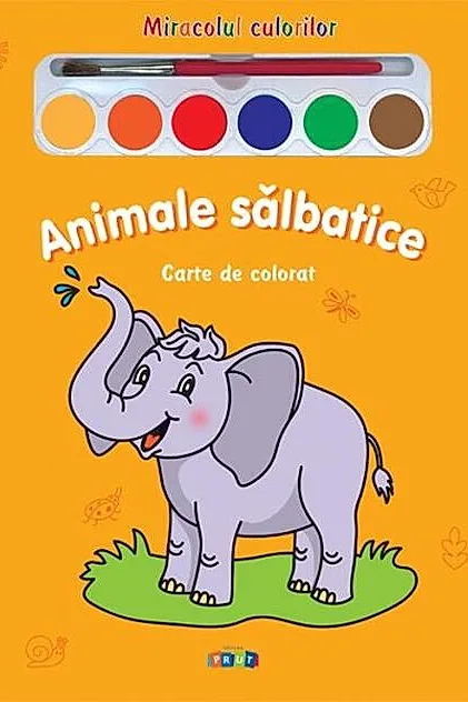 Miracolul culorilor. Animale sălbatice (carte de colorat + acuarelă + pensulă)