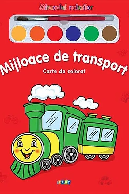Miracolul culorilor. Mijloace de transport (carte de colorat + acuarelă + pensulă)