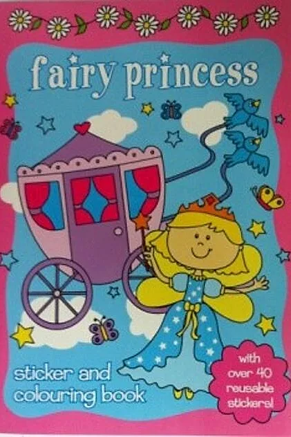Carte de colorat cu stickere Fairy Princess