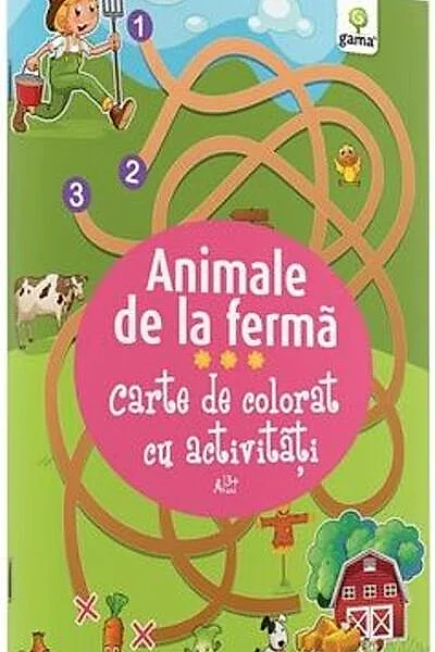 Carte de colorat cu activități. Animale de la fermă (3-5 ani)