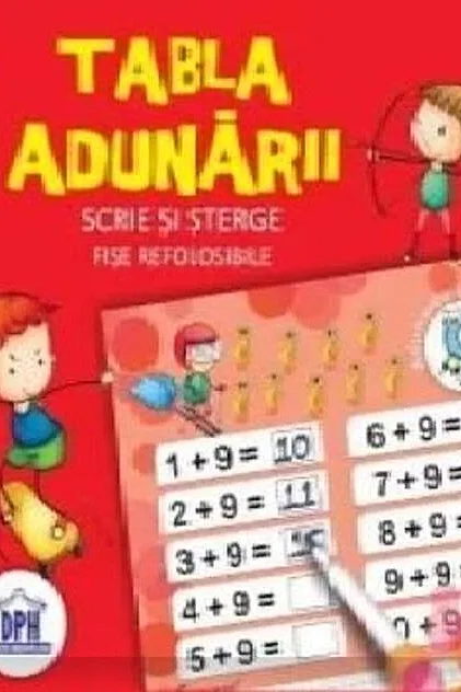 Tabla adunării. Scrie și șterge. Fișe refolosibile (cu carioca)