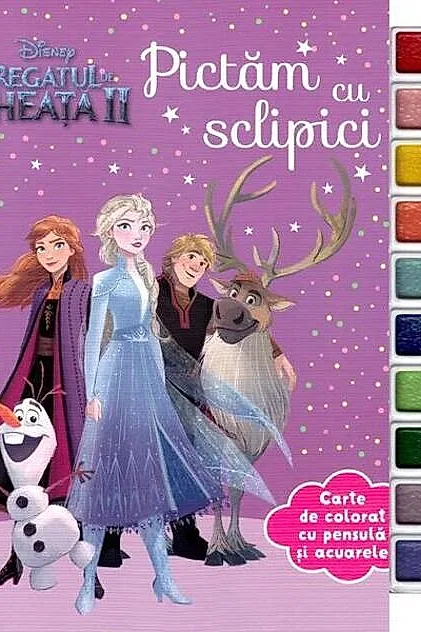 Disney. Regatul de gheață 2. Pictăm cu sclipici. Carte de colorat cu pensula și acuarele