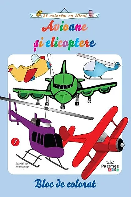 Avioane și elicoptere. Bloc de colorat