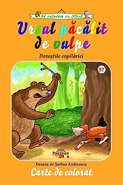 Ursul păcălit de vulpe. Carte de colorat