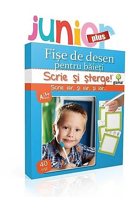 Fişe de desen pentru băieţi. Scrie și șterge! Junior plus (3-5 ani)