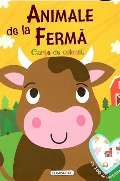 Animale de la fermă. Carte de colorat cu 100 de abțibilduri