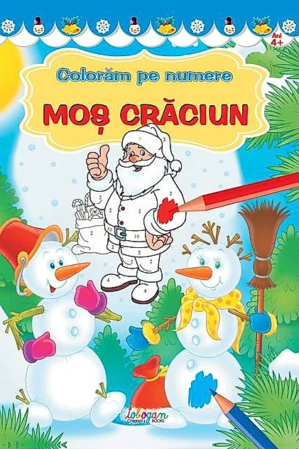 Moș Crăciun. Colorăm pe numere