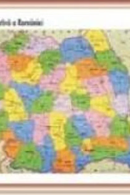 Harta administrativă a României - mini - plastifiat cu șipci