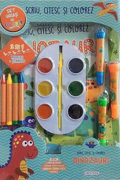 Scriu, citesc și colorez. Dinozauri