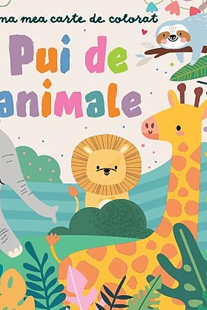 Pui de animale + 5 creioane colorate