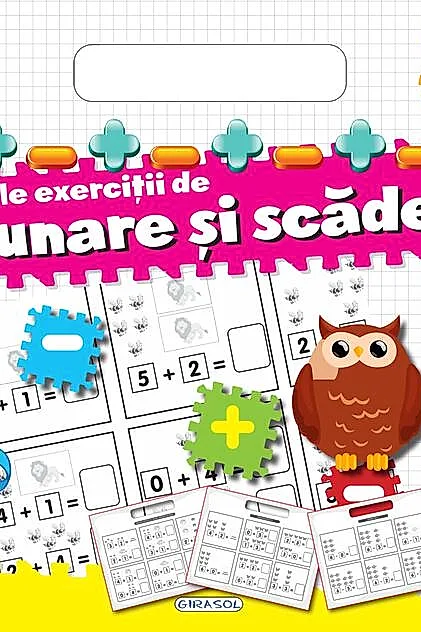 Bloc cu abțibilduri - Primele exerciții de adunare și scădere