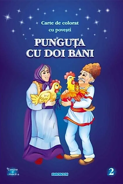 Carte de colorat cu povești. Punguța cu doi bani