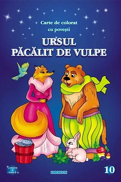 Carte de colorat cu povești. Ursul păcălit de vulpe