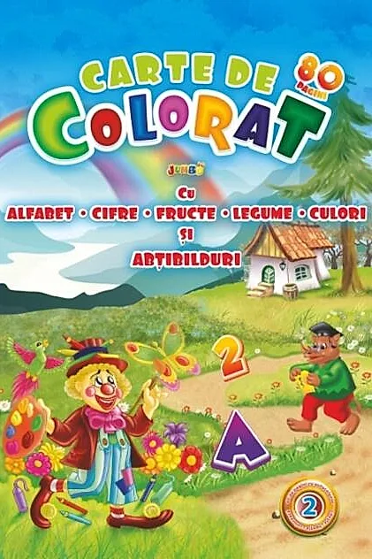 Jumbo 80 cu alfabet, cifre, fructe, legume, culori și 80 abțibilduri (Vol. 2)