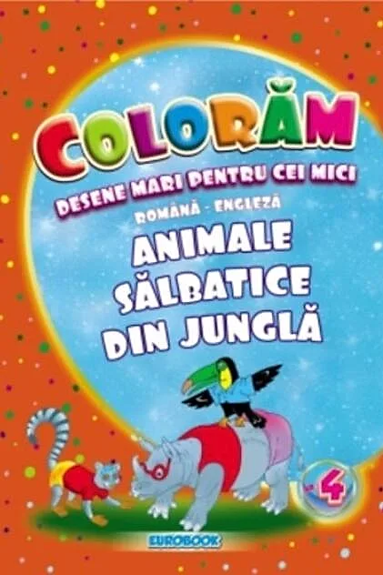 Animale sălbatice din junglă. Desene mari pentru cei mici română-engleză
