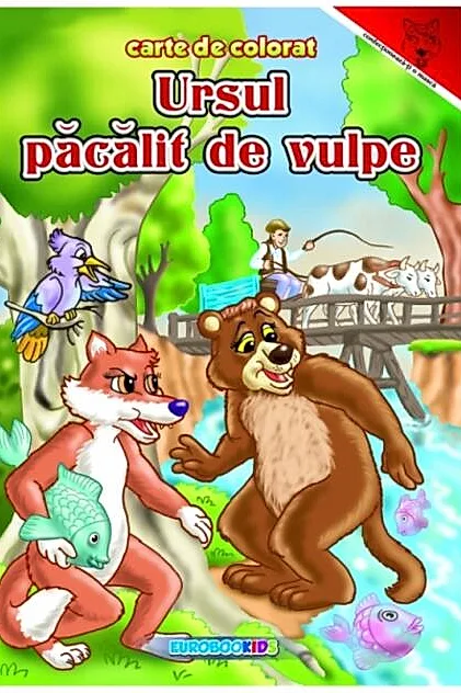 Ursul păcălit de vulpe. Carte de colorat
