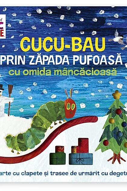 Cucu-bau prin zăpada pufoasă cu omida mâncăcioasă