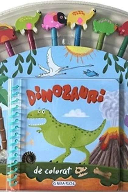 Carte de colorat cu 20 creioane - Dinozauri