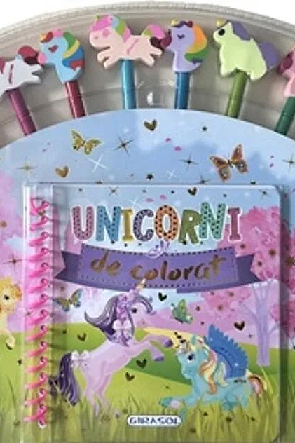 Carte de colorat cu 20 creioane - Unicorni