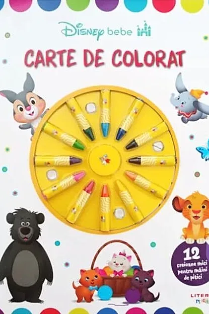 Disney Bebe. Carte de colorat. 12 creioane mici pentru maini de pitici