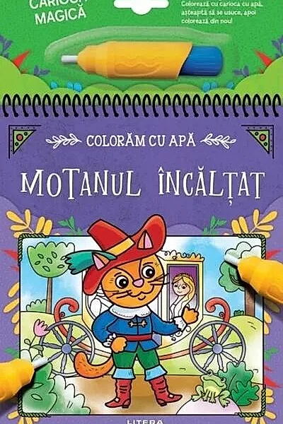 Colorăm cu apă. Motanul încălțat