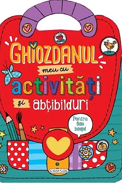 Ghiozdanul meu cu activități și abțibilduri pentru fete istețe!