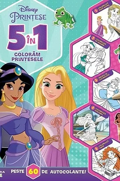 Disney. Prințese. 5 în 1. Colorăm prințesele