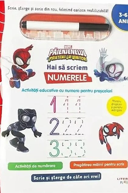 Marvel. Păienjenelul și prietenii lui uimitori. Scrie și șterge. Hai să scriem numerele