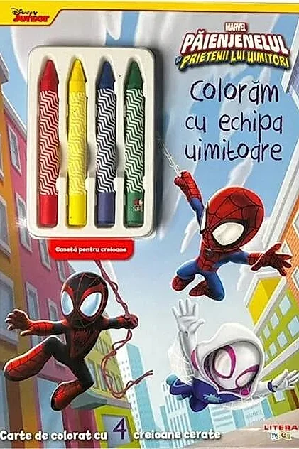 Disney. Marvel. Păienjenelul și prietenii lui uimitori. Carte de colorat cu 4 creioane cerate