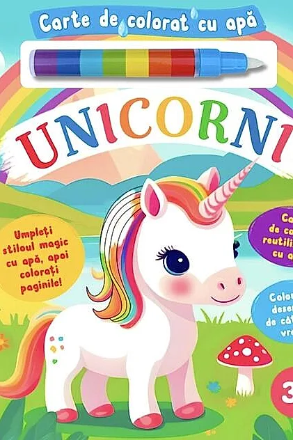 Unicorni. Carte de colorat cu apă