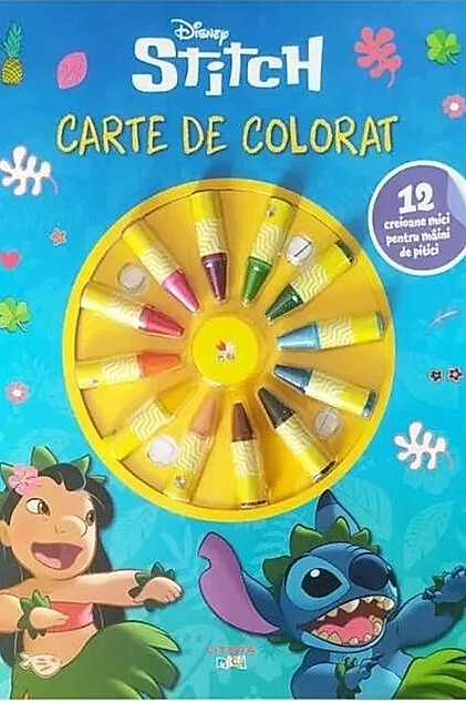 Disney. Stitch. Carte de colorat. 12 creioane mici pentru maini de pitici