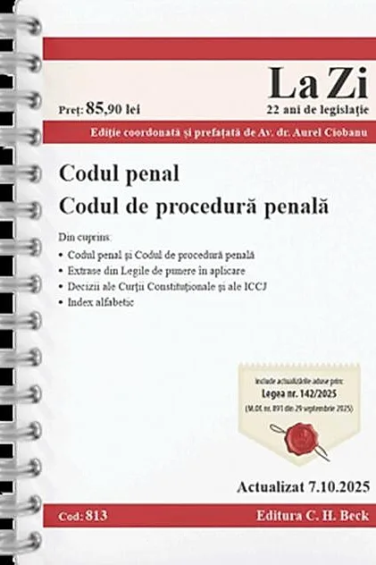 Codul penal. Codul de procedură penală. Cod 813. Actualizat la 7.10.2025