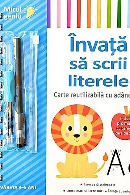 Învață să scrii literele. Carte reutilizabilă cu adâncituri
